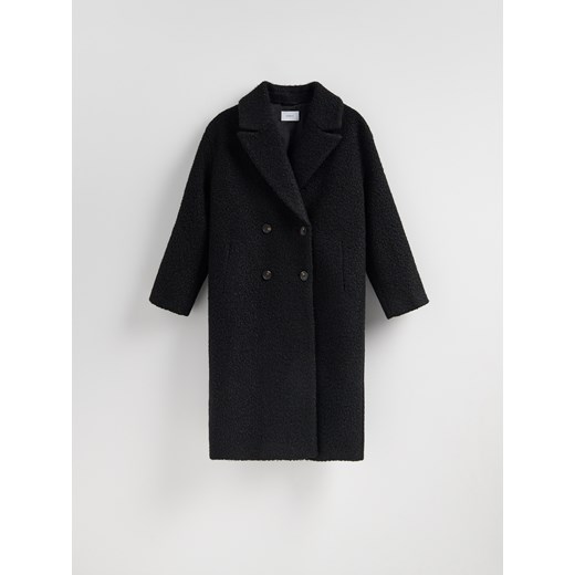 Reserved - Dwurzędowy płaszcz oversize - czarny ze sklepu Reserved w kategorii Płaszcze damskie - zdjęcie 187527978