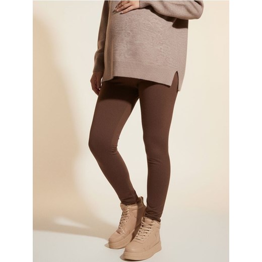 Sinsay - Bawełniane legginsy ciążowe - brązowy ze sklepu Sinsay w kategorii Spodnie ciążowe - zdjęcie 187528457