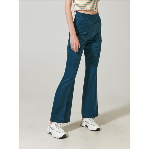 Sinsay - Spodnie flare - zielony Sinsay XL Sinsay