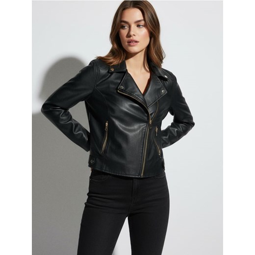 Sinsay - Ramoneska z imitacji skóry - złoty ze sklepu Sinsay w kategorii Kurtki damskie - zdjęcie 187528498