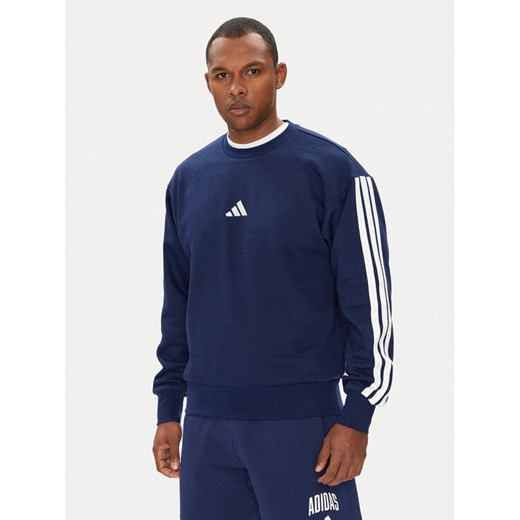 adidas Bluza Essentials 3-Stripes JE6307 Granatowy Regular Fit ze sklepu MODIVO w kategorii Bluzy męskie - zdjęcie 187529179