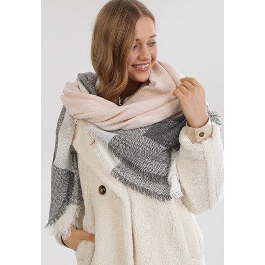 Szaro-Różowy Szalik Jocularity ze sklepu born2be.pl w kategorii Szaliki i chusty damskie - zdjęcie 187529296