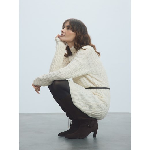 Reserved - Sukienka z wełną - złamana biel ze sklepu Reserved w kategorii Sukienki - zdjęcie 187529526