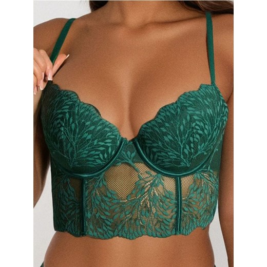 Sinsay - Gorset push-up z elastyczną koronką - zielony ze sklepu Sinsay w kategorii Gorsety - zdjęcie 187530149