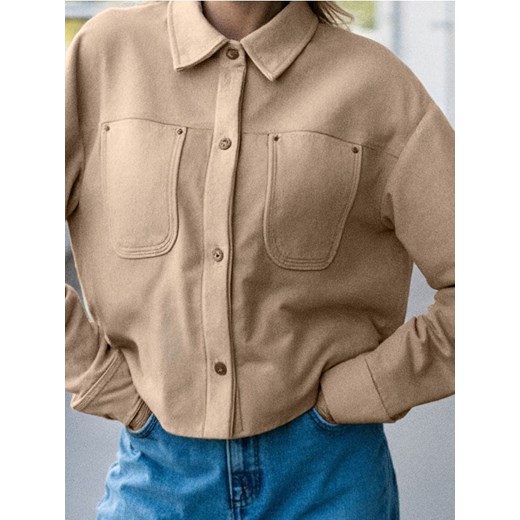 Sinsay - Kurtka z imitacji zamszu - kremowy ze sklepu Sinsay w kategorii Kurtki damskie - zdjęcie 187530159