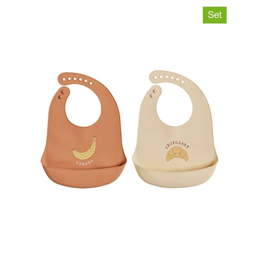 OYOY mini Silikonowe śliniaczki (2 szt.) &quot;Yummy&quot; w kolorze jasnobrązowym i beżowym ze sklepu Limango Polska w kategorii Zabawki - zdjęcie 187531527