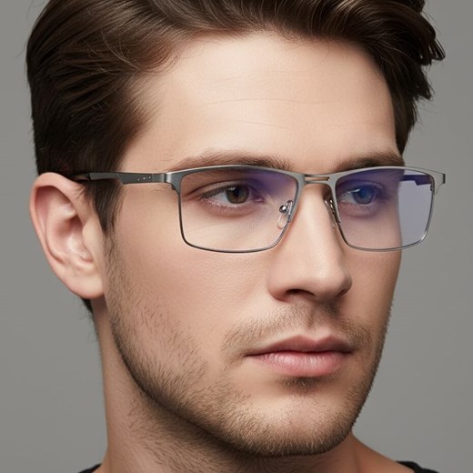 Srebrne męskie okulary do komputera BLUE LIGHT zerówki 2553B ze sklepu Stylion w kategorii Okulary zerówki męskie - zdjęcie 187531745