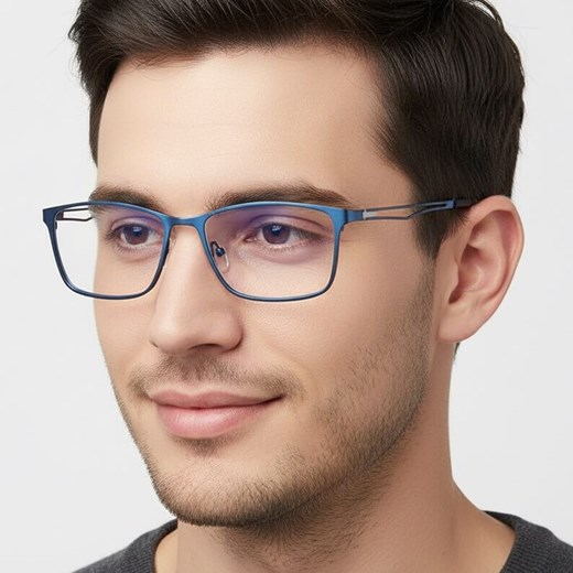Męskie niebieskie okulary do komputera BLUE LIGHT zerówki 2554C ze sklepu Stylion w kategorii Okulary zerówki damskie - zdjęcie 187531748