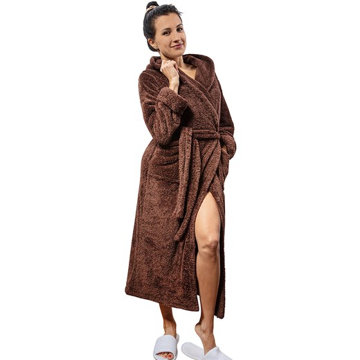 Szlafrok Dkaren Diana długa czekolada ze sklepu kontri.pl w kategorii Szlafroki damskie - zdjęcie 187532016