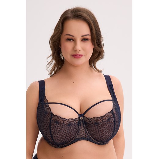 Gaia 1323M Veda Maxi biustonosz półusztywniany, haftowany tiul granatowy ze sklepu kontri.pl w kategorii Biustonosze - zdjęcie 187532018