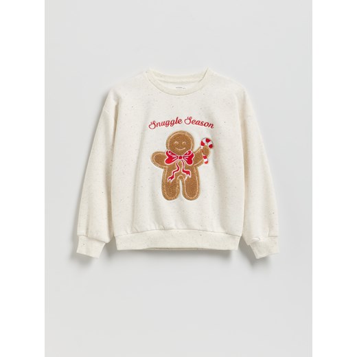 Reserved - Świąteczna bluza z pierniczkiem - złamana biel ze sklepu Reserved w kategorii Bluzy dziewczęce - zdjęcie 187532577