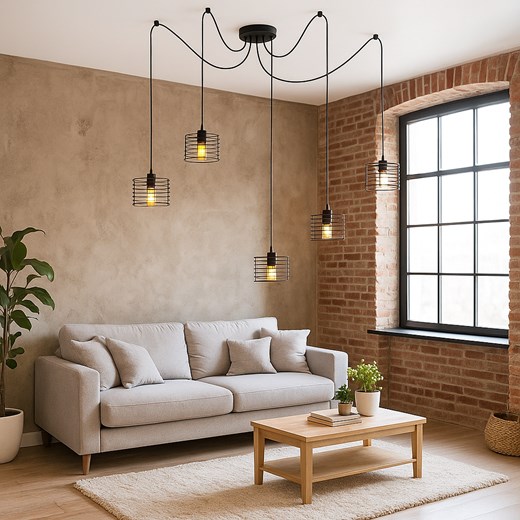 5-punktowy żyrandol industrialny pająk ALAMOS L5 w stylu loftowym ze sklepu Lysne w kategorii Lampy wiszące - zdjęcie 187532917