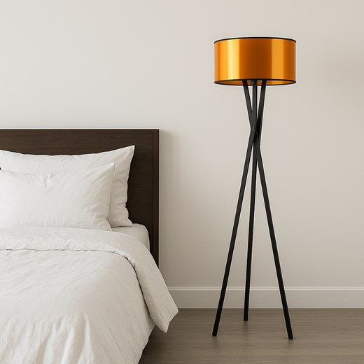 Lampa stojąca na trójnogu do salonu ELX MIRROR na trójnogu drewnianym ze sklepu Lysne w kategorii Lampy podłogowe - zdjęcie 187532936