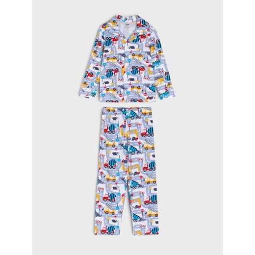 Sinsay - Piżama dwuczęściowa zapinana na guziki w pojazdy - kremowy Sinsay 122 (6-7 l) Sinsay