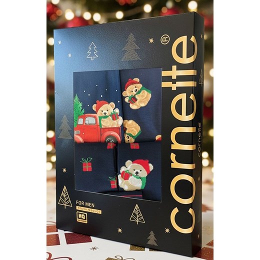 6-pack świąteczne bokserki i skarpetki męskie 913/01, Kolor granatowy-wzór, Rozmiar 2XL, Cornette ze sklepu Intymna w kategorii Majtki męskie - zdjęcie 187533875