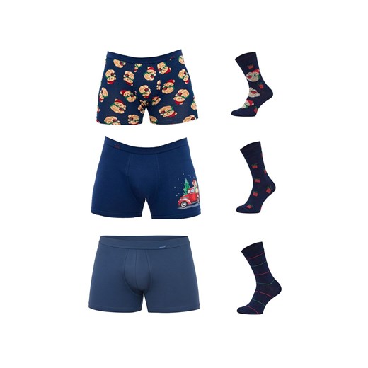 6-pack świąteczne bokserki i skarpetki męskie 913/01, Kolor granatowy-wzór, Rozmiar 2XL, Cornette ze sklepu Intymna w kategorii Majtki męskie - zdjęcie 187533876