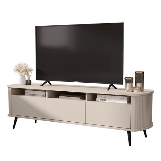 Kaszmirowa stojąca szafka RTV z półkami - Ellmora ze sklepu Edinos.pl w kategorii Szafki RTV - zdjęcie 187534057