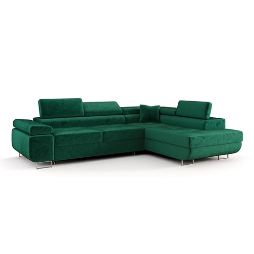 Zielony welurowy narożnik z funkcją spania Z2-A22 ze sklepu Edinos.pl w kategorii Narożniki - zdjęcie 187534088