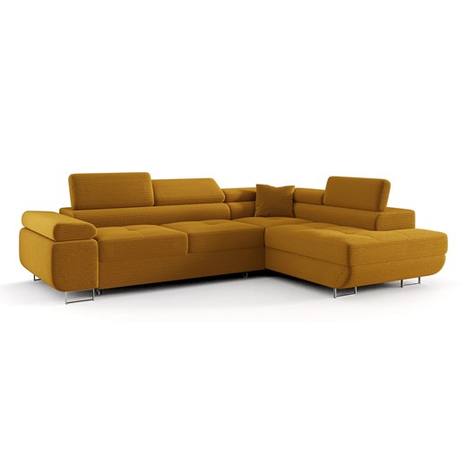 Żółty rozkładany narożnik sztruksowy A5-C99 ze sklepu Edinos.pl w kategorii Narożniki - zdjęcie 187534108