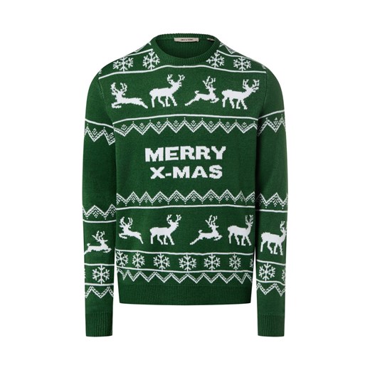 Only&Sons Męski sweter z dzianiny Mężczyźni Sztuczne włókno zielony wzorzysty ze sklepu vangraaf w kategorii Swetry męskie - zdjęcie 187535425