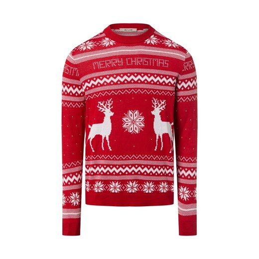 Only&Sons Męski sweter z dzianiny Mężczyźni Bawełna czerwony wzorzysty ze sklepu vangraaf w kategorii Swetry męskie - zdjęcie 187535429