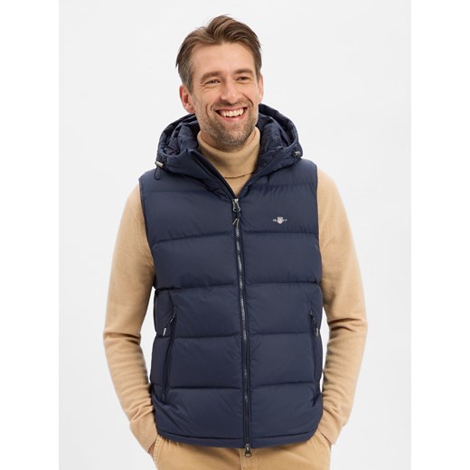Gant Pikowana kamizelka męska Mężczyźni granatowy jednolity ze sklepu vangraaf w kategorii Kamizelki męskie - zdjęcie 187535458