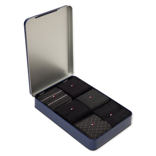 Tommy Hilfiger Męskie 6-pak skarpet w pudełku prezentowym Mężczyźni Bawełna czarny wzorzysty ze sklepu vangraaf w kategorii Skarpetki męskie - zdjęcie 187535475