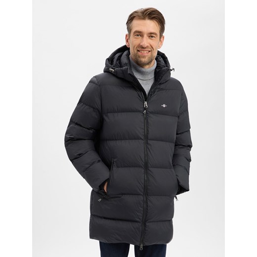 Gant Pikowana kurtka męska Mężczyźni czarny jednolity ze sklepu vangraaf w kategorii Kurtki męskie - zdjęcie 187535478