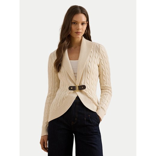 LAUREN RALPH LAUREN Kardigan 200P03473003 Beżowy Regular Fit ze sklepu MODIVO w kategorii Swetry damskie - zdjęcie 187535979