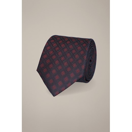 Krawat Granatowo-Bordowy Wzór Geometryczny ze sklepu Lancerto S.A. w kategorii Krawaty - zdjęcie 187536266