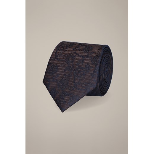 Krawat Brązowo-Granatowy Wzór w Kwiaty ze sklepu Lancerto S.A. w kategorii Krawaty - zdjęcie 187536267