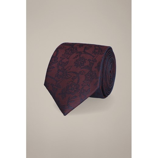 Krawat Bordowo-Granatowy Wzór w Kwiaty ze sklepu Lancerto S.A. w kategorii Krawaty - zdjęcie 187536268