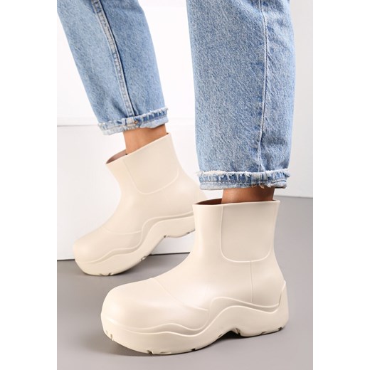 Beżowe Kalosze Gumowe na Grubej Podeszwie Cengor ze sklepu born2be.pl w kategorii Kalosze damskie - zdjęcie 187536278