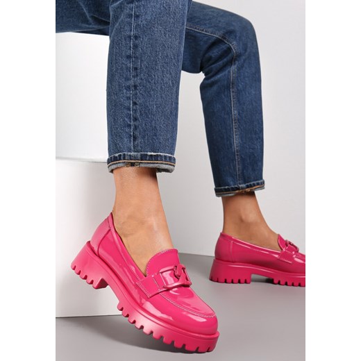 Fuksjowe Mokasyny Quasar ze sklepu born2be.pl w kategorii Mokasyny damskie - zdjęcie 187536279