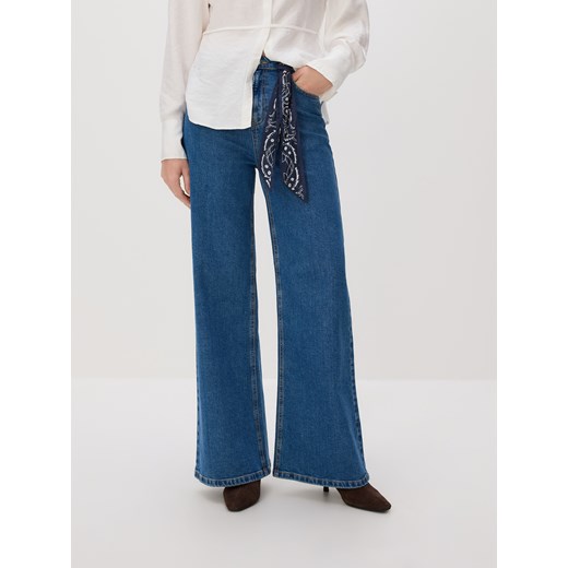Reserved - Jeansy wide leg z bandaną - niebieski ze sklepu Reserved w kategorii Jeansy damskie - zdjęcie 187536399