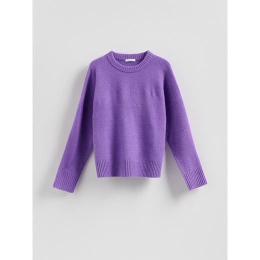 Reserved - Sweter z obniżoną linią ramion - fioletowy ze sklepu Reserved w kategorii Swetry damskie - zdjęcie 187536409