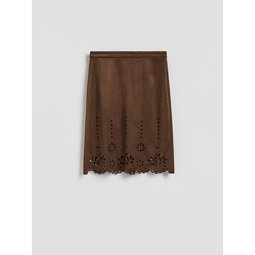 Reserved - Spódnica z ozdobnym wycięciem - brązowy ze sklepu Reserved w kategorii Spódnice - zdjęcie 187536435