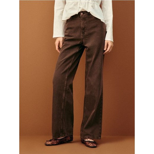 Sinsay - Jeansy wide leg - brązowy ze sklepu Sinsay w kategorii Jeansy damskie - zdjęcie 187537966
