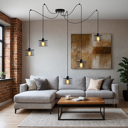 5-punktowa lampa wisząca pająk GALO LOFT L5 z regulacją wysokości ze sklepu Lysne w kategorii Lampy wiszące - zdjęcie 187538175