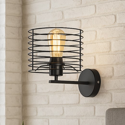 Czarny kinkiet loft do sypialni ARGOS LOFT z drucianym kloszem ze sklepu Lysne w kategorii Lampy ścienne - zdjęcie 187538189