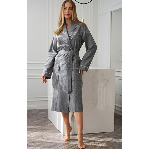 Długi szlafrok damski 2530 Coco, Kolor szary, Rozmiar M, L&amp;L ze sklepu Primodo w kategorii Szlafroki damskie - zdjęcie 187538479
