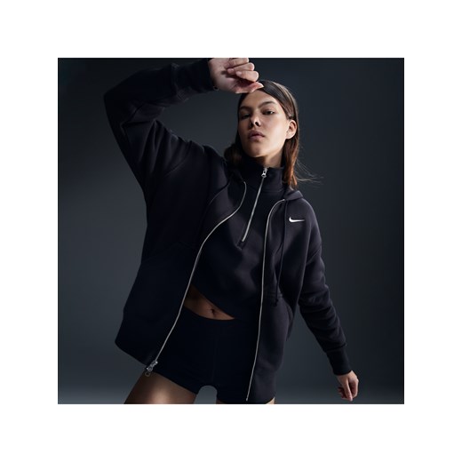 Damska bluza z kapturem o kroju oversize z zamkiem na całej długości Nike Phoenix Fleece - Czerń ze sklepu Nike poland w kategorii Bluzy damskie - zdjęcie 187538579