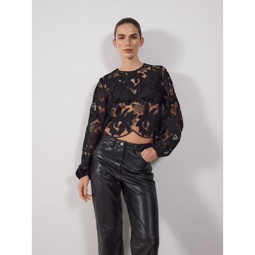 Reserved - Bluzka z haftowanym wzorem - czarny ze sklepu Reserved w kategorii Bluzki damskie - zdjęcie 187538666