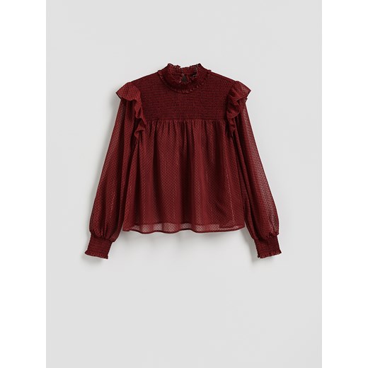 Reserved - Bluzka z metalizowaną nicią - burgundowy ze sklepu Reserved w kategorii Bluzki damskie - zdjęcie 187538689