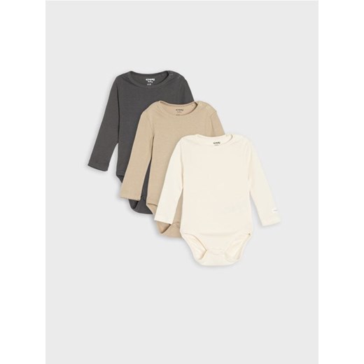 Sinsay - Bawełniane body 3 pack - kremowy ze sklepu Sinsay w kategorii Body niemowlęce - zdjęcie 187538795