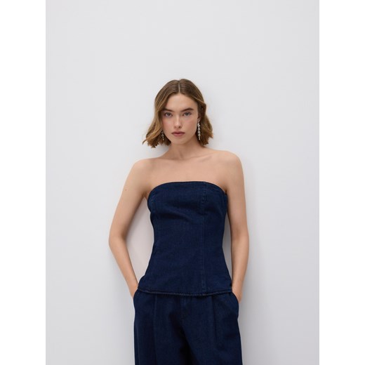 Reserved - Denimowy top - granatowy ze sklepu Reserved w kategorii Bluzki damskie - zdjęcie 187539785