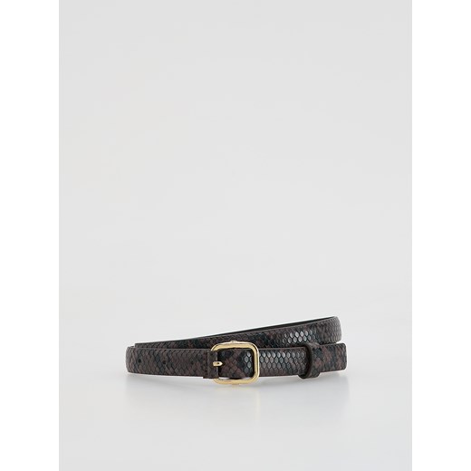 Reserved - Pasek z tłoczonym wzorem - ciemnobrązowy ze sklepu Reserved w kategorii Paski damskie - zdjęcie 187539959