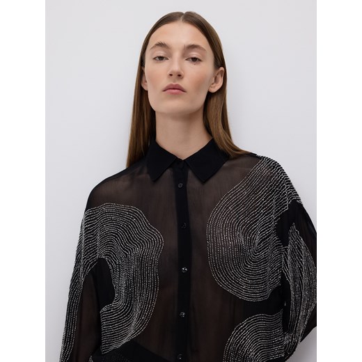 Reserved - Koszula z ozdobnymi detalami - czarny Reserved S Reserved