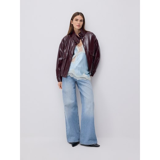 Reserved - Asymetryczny top z koronką - jasnoniebieski ze sklepu Reserved w kategorii Bluzki damskie - zdjęcie 187540009