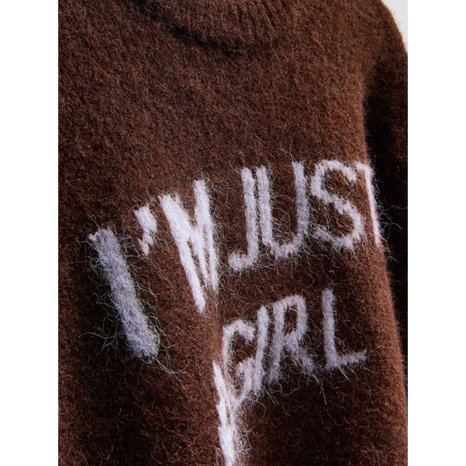 Reserved - Sweter z napisem - brązowy Reserved L Reserved